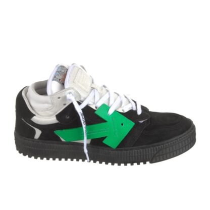 Off-White - Elegant Low Suede Sneakers with Green Logo Detail