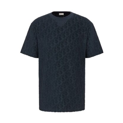 Dior - Elegant Navy Jacquared Cotton Tee