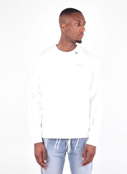 Off-White - Elevated White Cotton Sweatshirt with Logo Detail