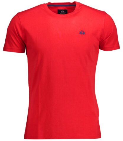 La Martina - Embroidered Logo Red Cotton T-Shirt for Men