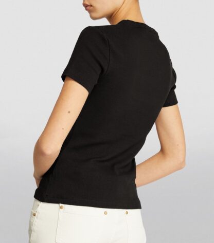 Off-White - Sleek Black Crew-Neck Tee with Front Print