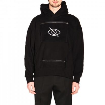 Palm Angels - Elegant Black Hoodie with Print Pocket