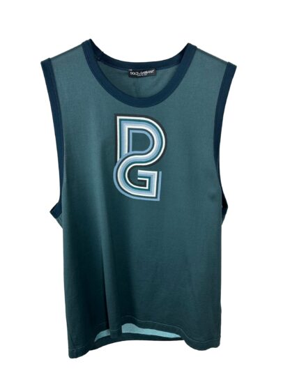 Dolce & Gabbana - Petrol Blue Cotton Undershirt with Front Logo