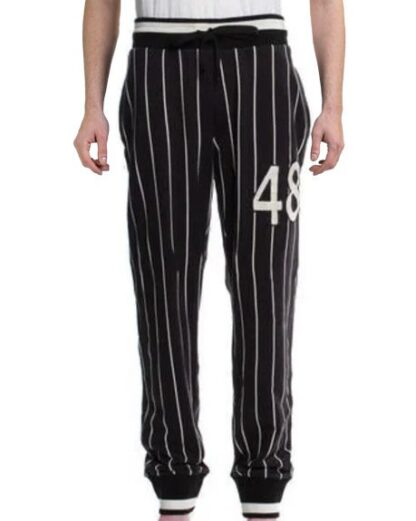 Dolce & Gabbana - Elevated Black Cotton Sports Trousers with Stripes