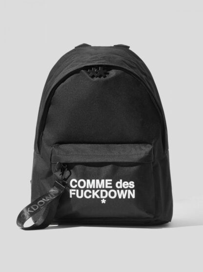 Comme Des Fuckdown - Sleek Black Nylon Backpack with Front Logo