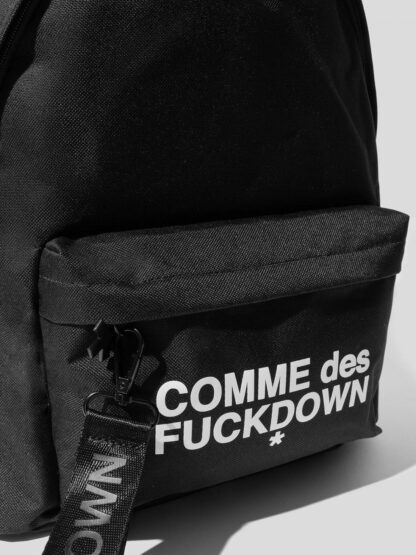 Comme Des Fuckdown - Sleek Black Nylon Backpack with Front Logo