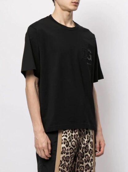 Dolce & Gabbana - Elegant Embroidered Logo Black Cotton Tee