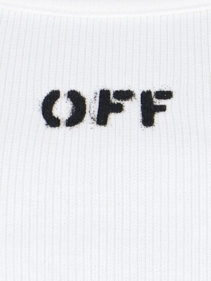 Off-White - Elegant Ribbed White Cotton Top