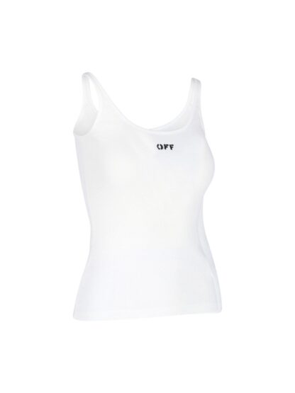 Off-White - Elegant Ribbed White Cotton Top