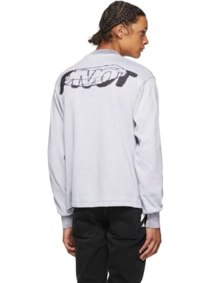 Off-White - Elevated Grey Intarsia Knit Cotton Sweater