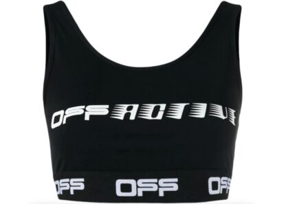 Off-White - Chic Activewear Black Elasticized Logo Top