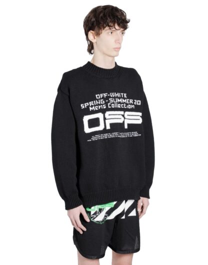 Off-White - Elegant Crew Neck Logo Sweater in Black