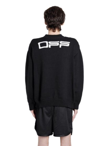 Off-White - Elegant Crew Neck Logo Sweater in Black