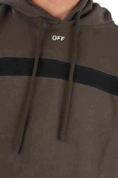 Off-White - Sleek Grey Cotton Hooded Sweatshirt