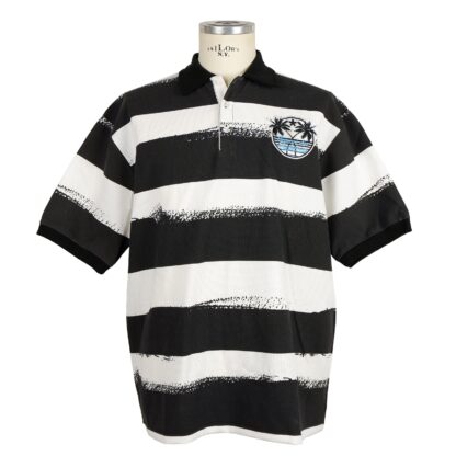 Comme Des Fuckdown - Sleek Monochrome Striped Polo with Logo Patch