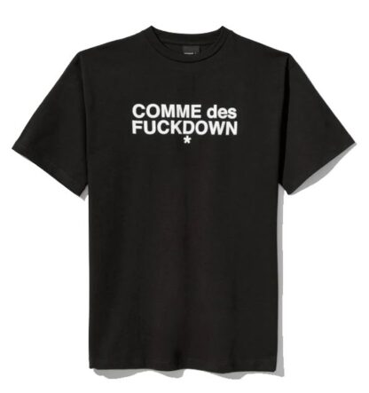 Comme Des Fuckdown - Elegant Cotton Logo Tee in Timeless Black