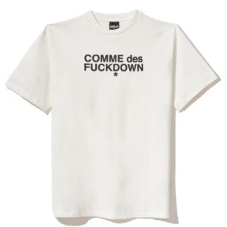 Comme Des Fuckdown - Chic White Cotton Hooded Sweatshirt with Drawstring