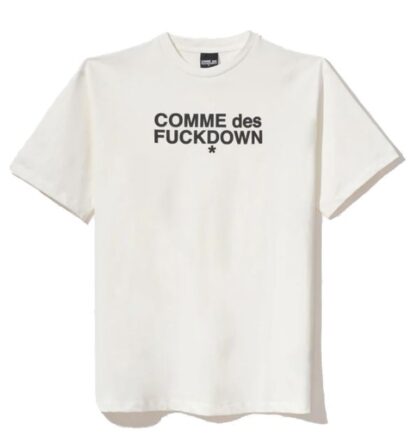 Comme Des Fuckdown - Elevated Cotton Tee with Iconic Slogan Print