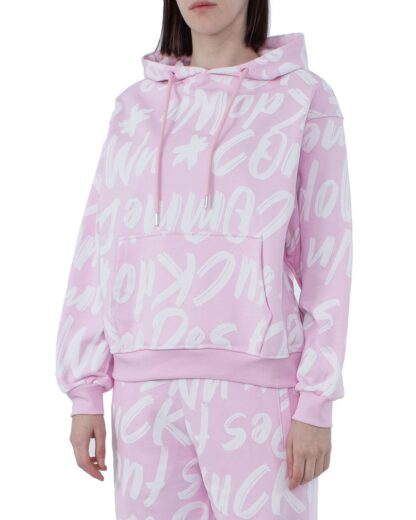 Comme Des Fuckdown - Chic Pink Cotton Hooded Sweatshirt with Statement Print