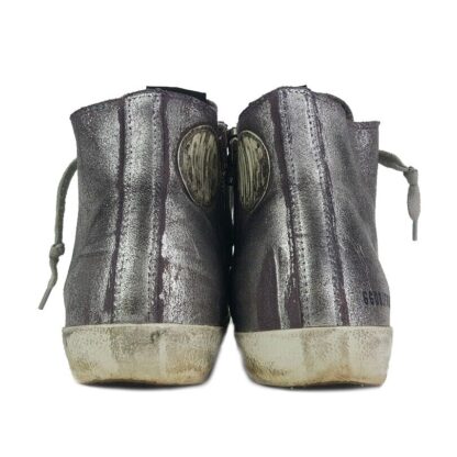 Golden Goose - Chic Silver-Painted Purple High-Top Sneakers