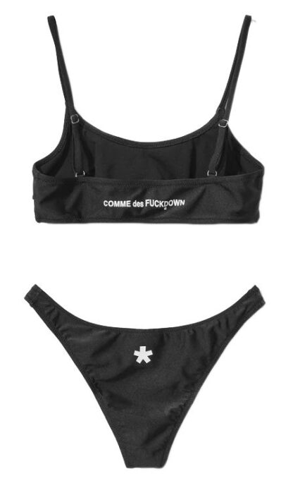 Comme Des Fuckdown - Sleek Black Nylon Bikini with Chic Logo Detail