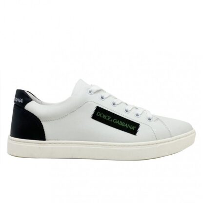 Dolce & Gabbana - Elegant White Calfskin Sneakers with Black Detail