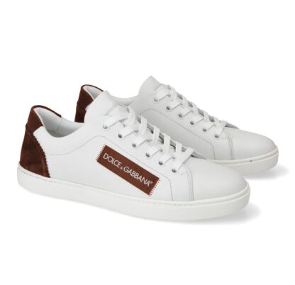 Dolce & Gabbana - Elegant White Calfskin Sneakers with Suede Detail