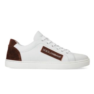 Dolce & Gabbana - Elegant White Calfskin Sneakers with Black Detail