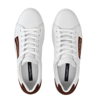 Dolce & Gabbana - Elegant White Calfskin Sneakers with Suede Detail