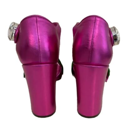 Dolce & Gabbana - Fuchsia Jewel Embellished Lambskin Pumps