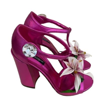 Dolce & Gabbana - Fuchsia Jewel Embellished Lambskin Pumps