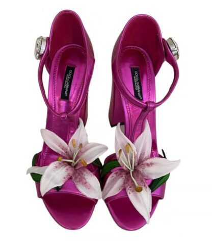 Dolce & Gabbana - Fuchsia Jewel Embellished Lambskin Pumps