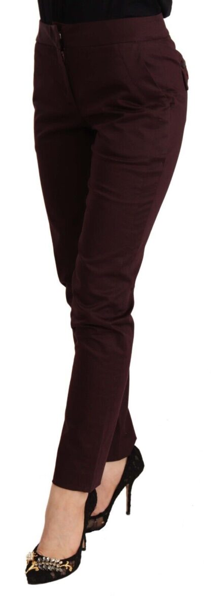 Just Cavalli - Maroon Mid Waist Skinny Women Trouser Pants