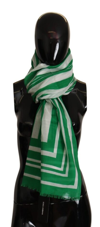 Dolce & Gabbana - Elegant Striped Cotton Scarf with Logo Print