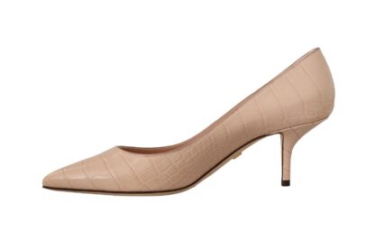 Dolce & Gabbana - Elegant Nude Mid-Heel Leather Pumps