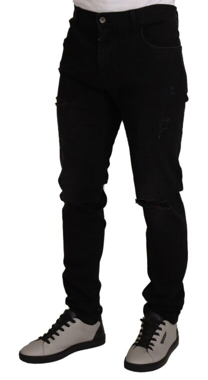 Dolce & Gabbana - Black Cotton Skinny Denim Trouser Jeans