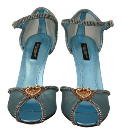 Dolce & Gabbana - Elegant Blue Mesh Heel Sandals