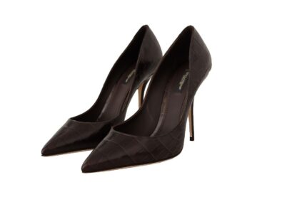 Dolce & Gabbana - Brown Crocodile Leather Pointed Toe Pumps Shoes