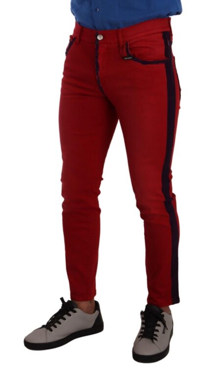 Dolce & Gabbana - Red Cotton Stretch Skinny Denim Trouser Jeans