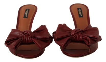 Dolce & Gabbana - Elegant Bow Applique Leather Heeled Sandals