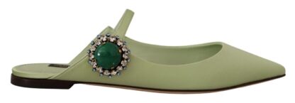 Dolce & Gabbana - Emerald Crystal Embellished Leather Slides