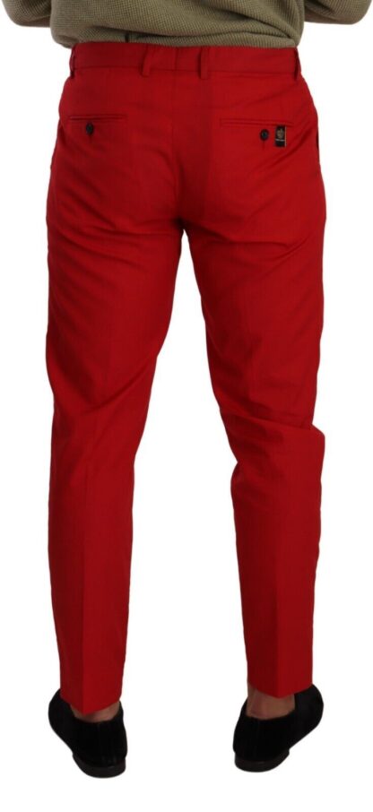 Dolce & Gabbana - Red Cotton Skinny Formal Men Dress Pants