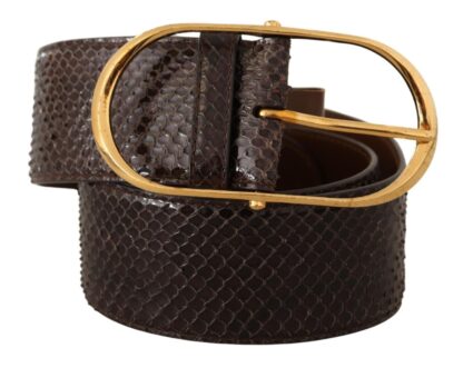 Dolce & Gabbana - Elegant Python Leather Belt with Gold Buckle