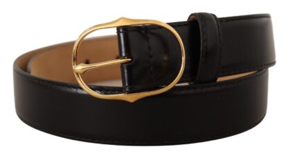 Dolce & Gabbana - Elegant Black Leather Belt with Gold Buckle