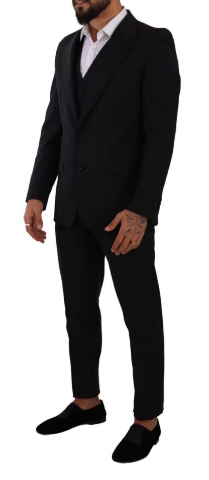 Dolce & Gabbana - Elegant Black Martini Three-Piece Wool Suit