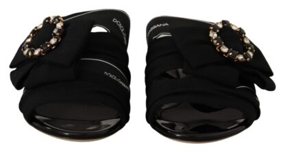 Dolce & Gabbana - Elegant Black Crystal-Embellished Slides