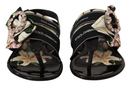 Dolce & Gabbana - Floral Crystal-Embellished Silk Slide Sandals