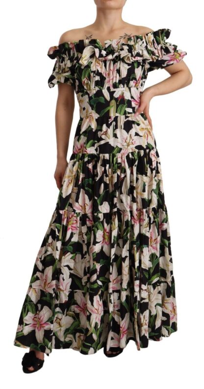 Dolce & Gabbana - Elegant Cap Sleeve Lily Print Dress