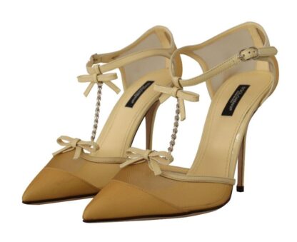 Dolce & Gabbana - Elegant Yellow Mesh Heels For Special Occasions