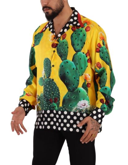 Dolce & Gabbana - Multicolor Silk Oversize Cactus Print Shirt